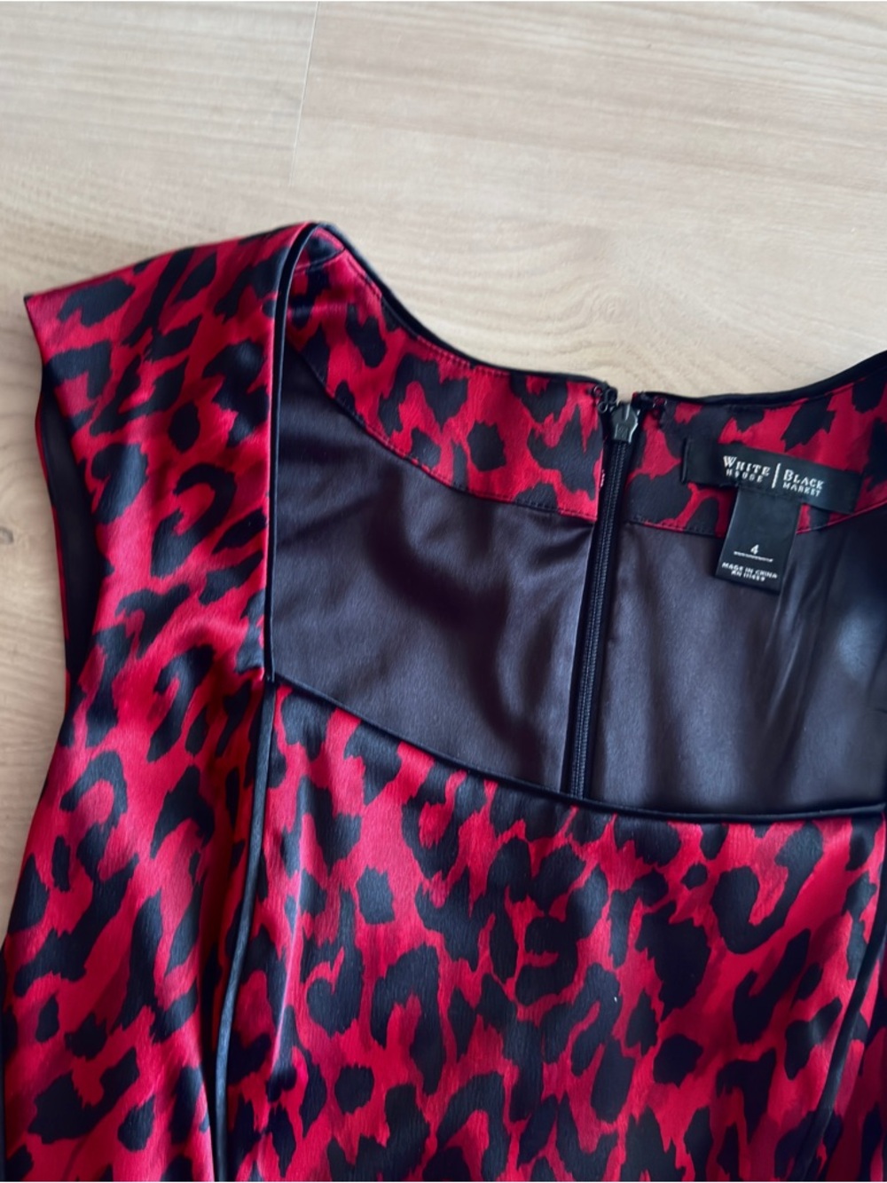 White House Black Market Red & Black Leopard Print Dress